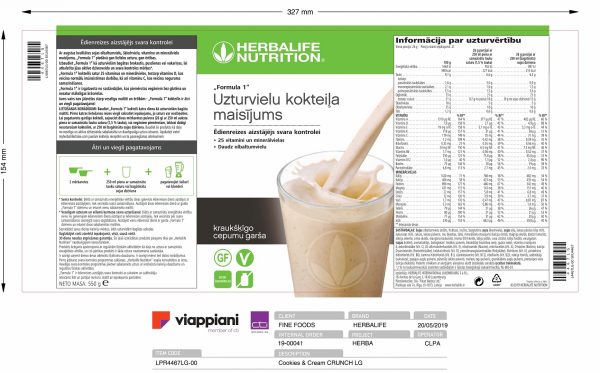 Herbalife Uzturvielu kokteilis Formula 1 kraukšķīgo cepumu garša